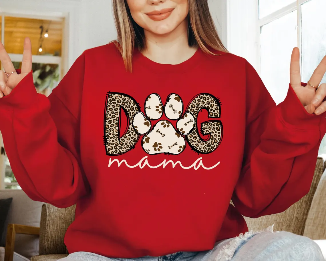 Custom Dog Mama Leopard Sleeve Shirt | Personalized Dog Lover Tee - Image 8