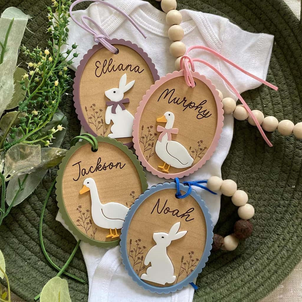 Custom Easter Basket Tag – Personalized Bunny or Goose Name Tag - Image 2
