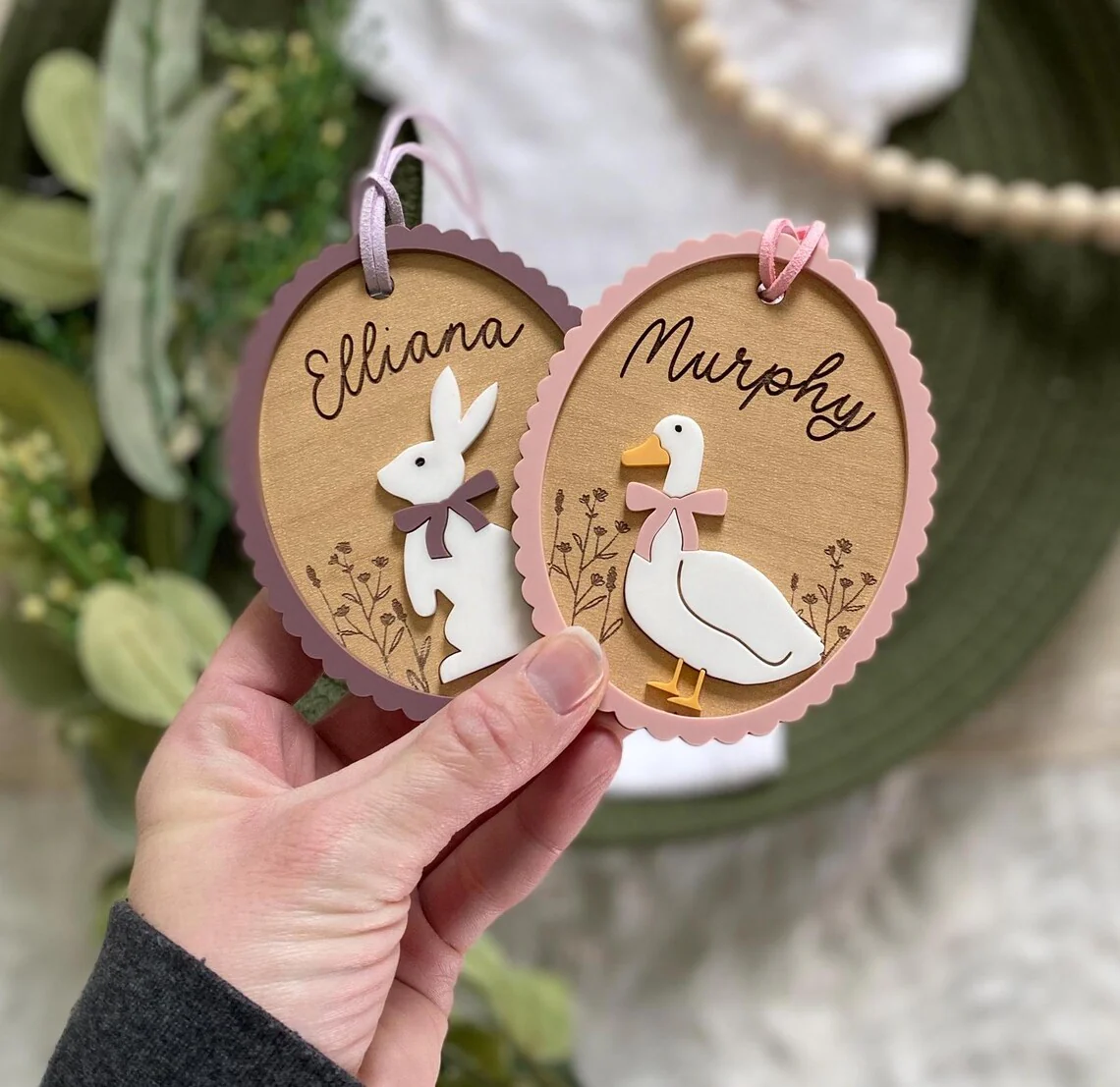 Custom Easter Basket Tag – Personalized Bunny or Goose Name Tag - Image 3