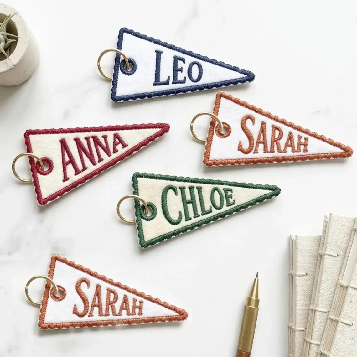 Custom Embroidered Pennant Backpack Tag | Personalized Name Gift - Image 3