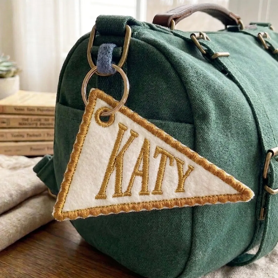 Custom Embroidered Pennant Backpack Tag | Personalized Name Gift - Image 4