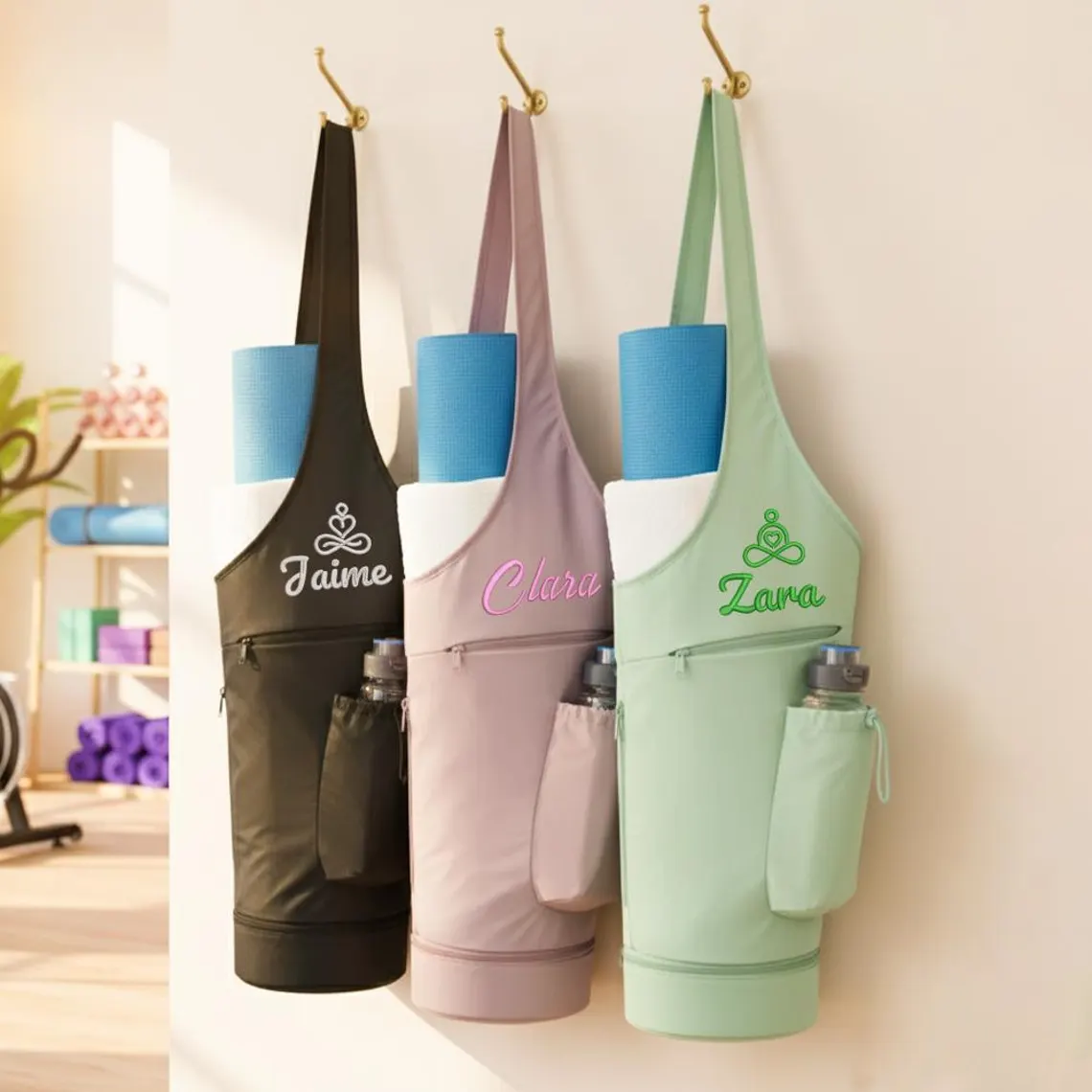 Custom Embroidered Yoga Mat Backpack – Waterproof Nylon Gym Bag - Image 2