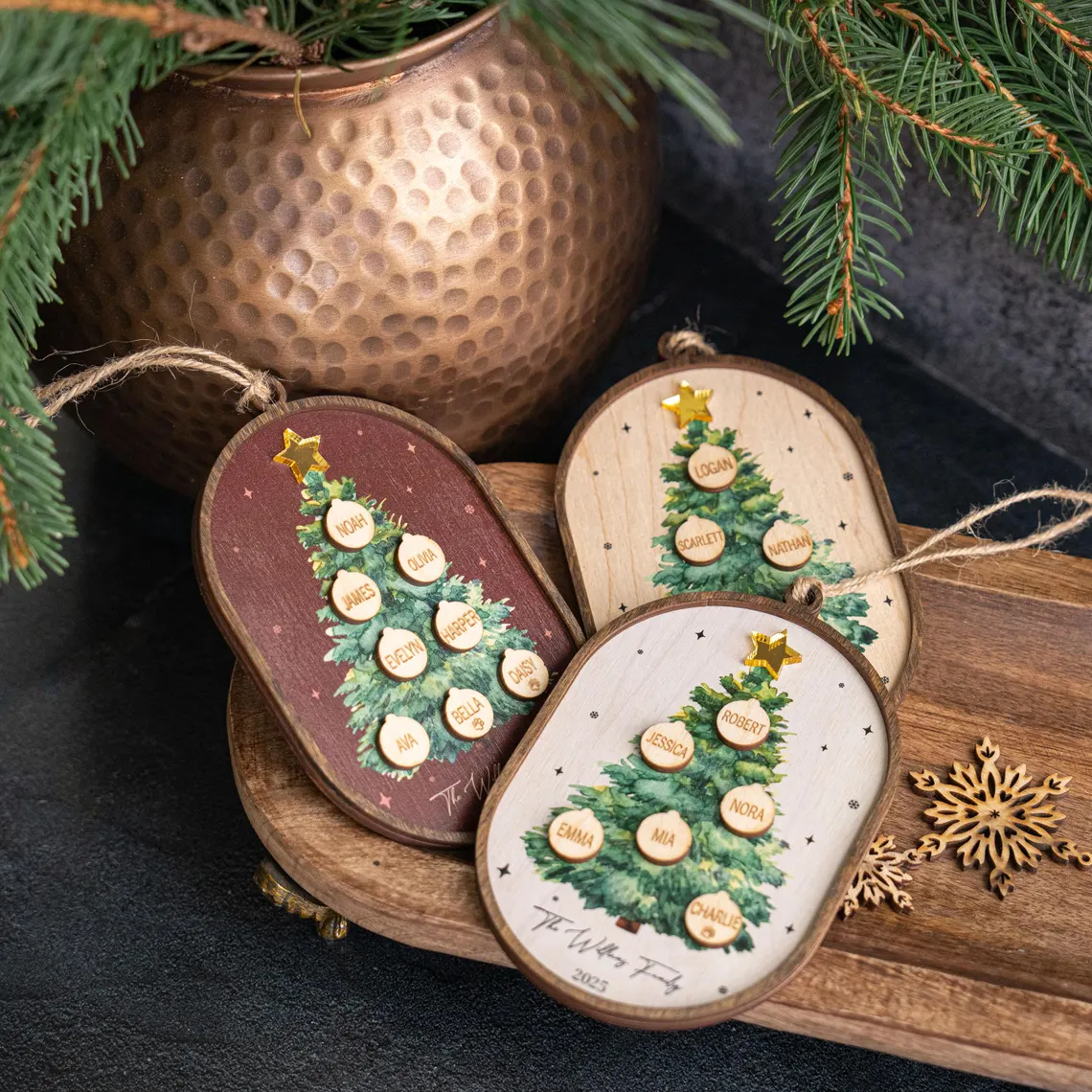 Personalized Family Christmas Ornament 2025 – Custom 3D Wood Keepsake - Image 2