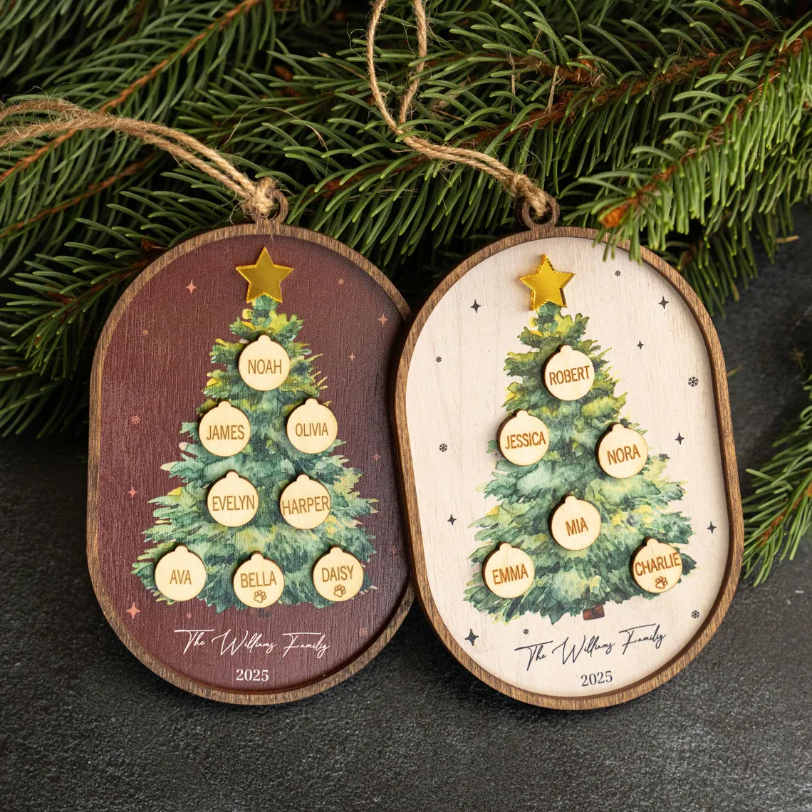 Personalized Family Christmas Ornament 2025 – Custom 3D Wood Keepsake - Image 5