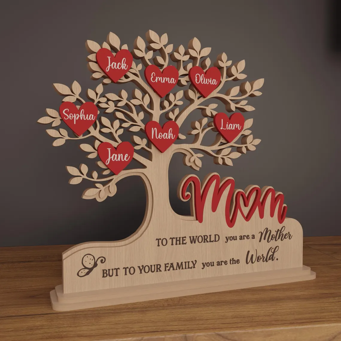 Custom Family Tree Stand with Names & Hearts | Personalized Gift for Mom - Image 10