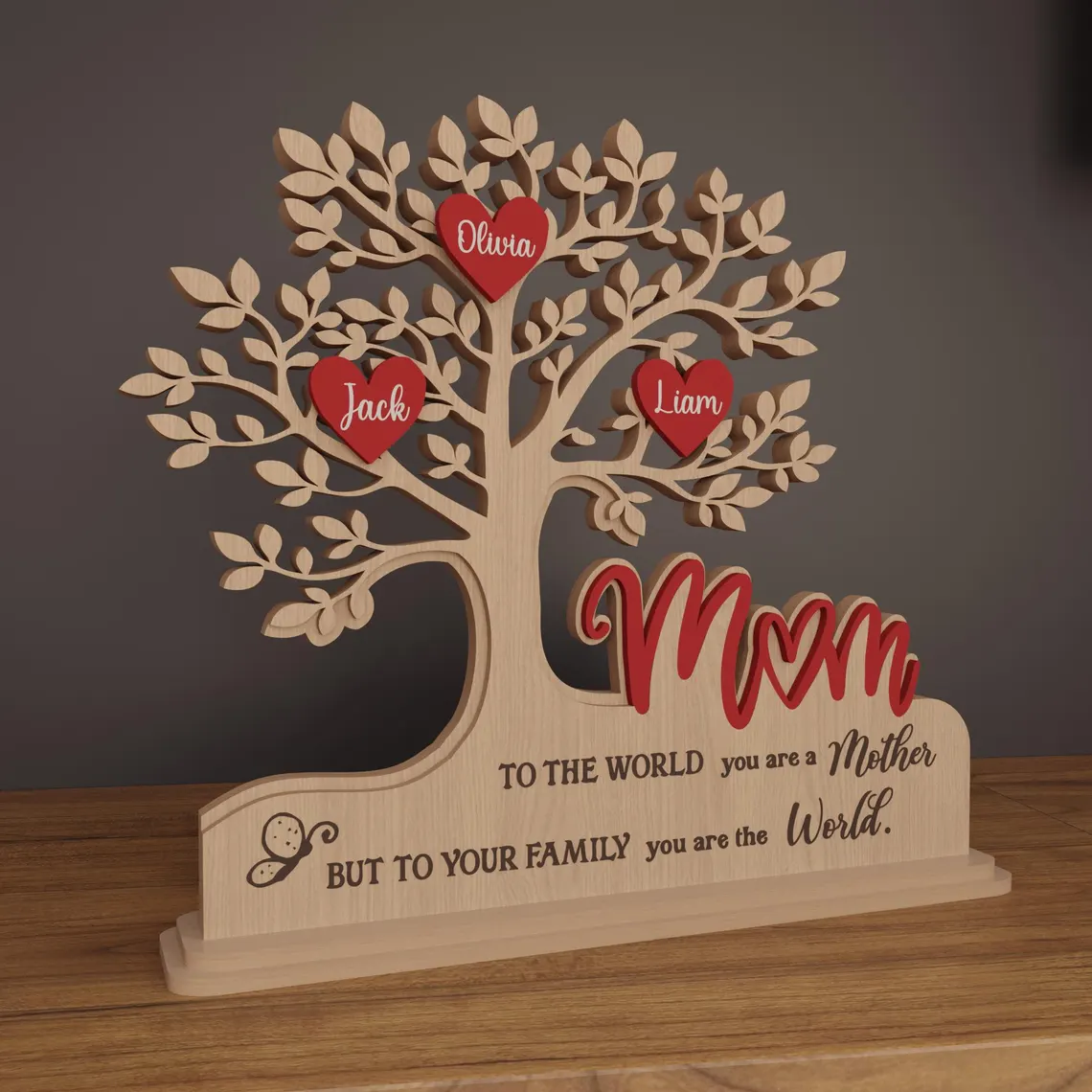 Custom Family Tree Stand with Names & Hearts | Personalized Gift for Mom - Image 12
