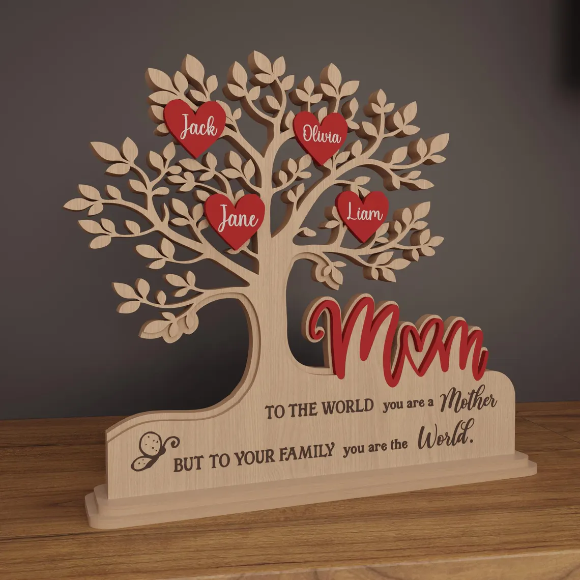 Custom Family Tree Stand with Names & Hearts | Personalized Gift for Mom - Image 13