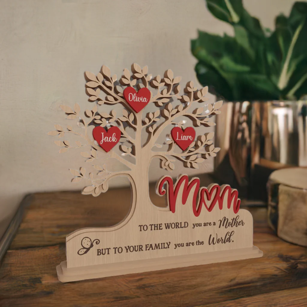 Custom Family Tree Stand with Names & Hearts | Personalized Gift for Mom - Image 3