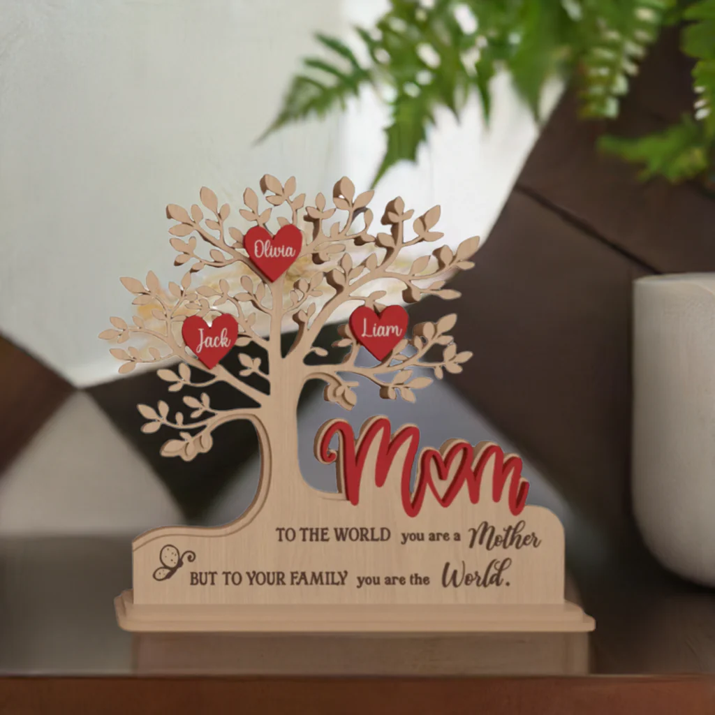 Custom Family Tree Stand with Names & Hearts | Personalized Gift for Mom - Image 6