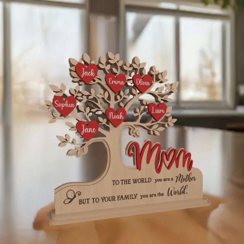 Custom Family Tree Stand with Names & Hearts | Personalized Gift for Mom - Image 7