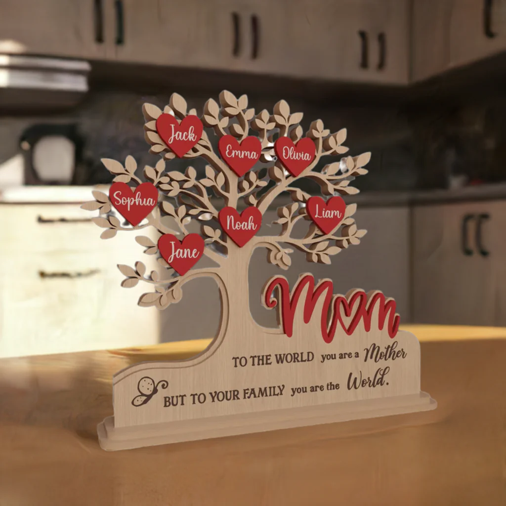 Custom Family Tree Stand with Names & Hearts | Personalized Gift for Mom - Image 8
