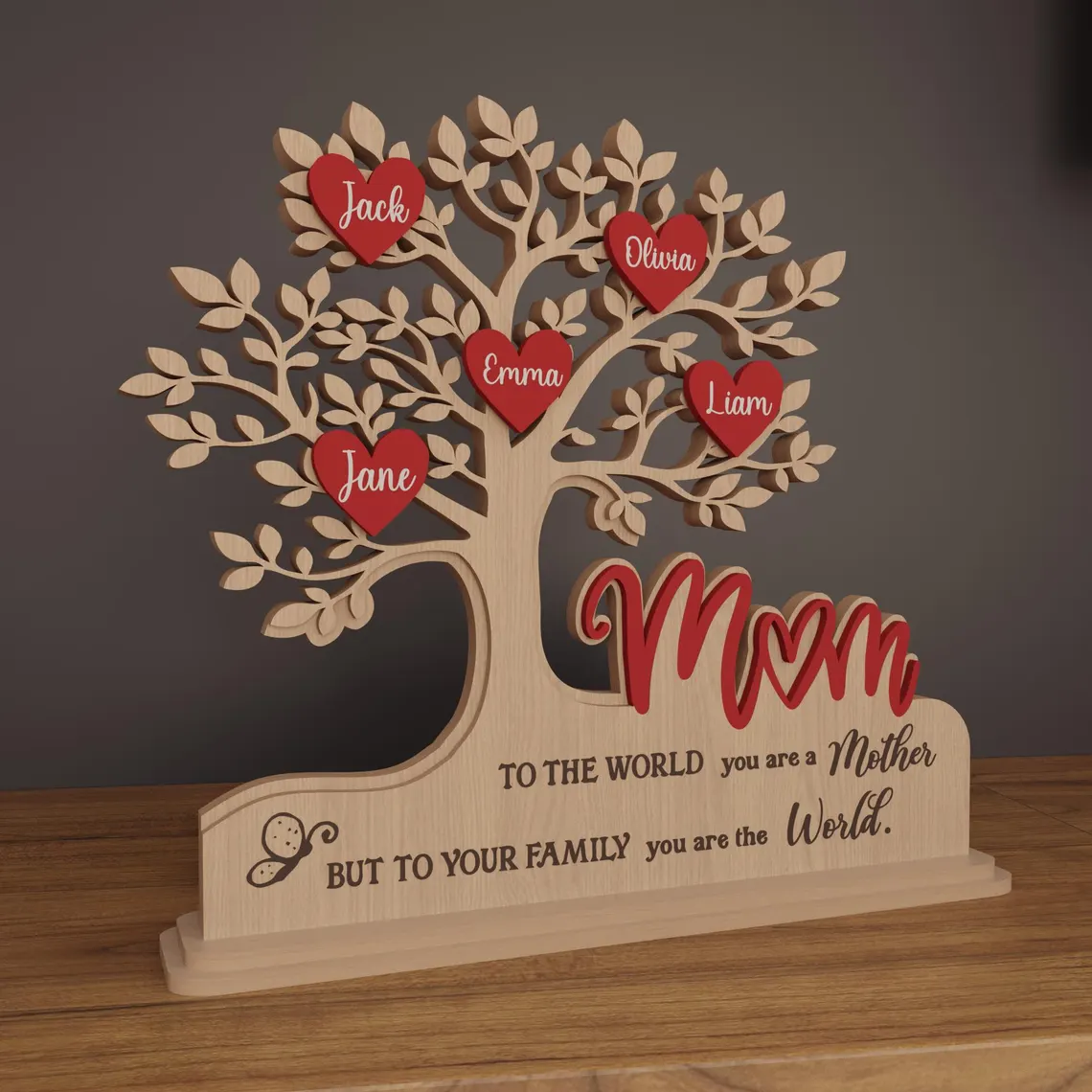 Custom Family Tree Stand with Names & Hearts | Personalized Gift for Mom - Image 9