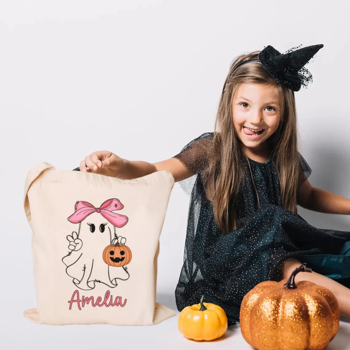 Custom Halloween Trick or Treat Bag – Personalized Kids Tote - Image 3
