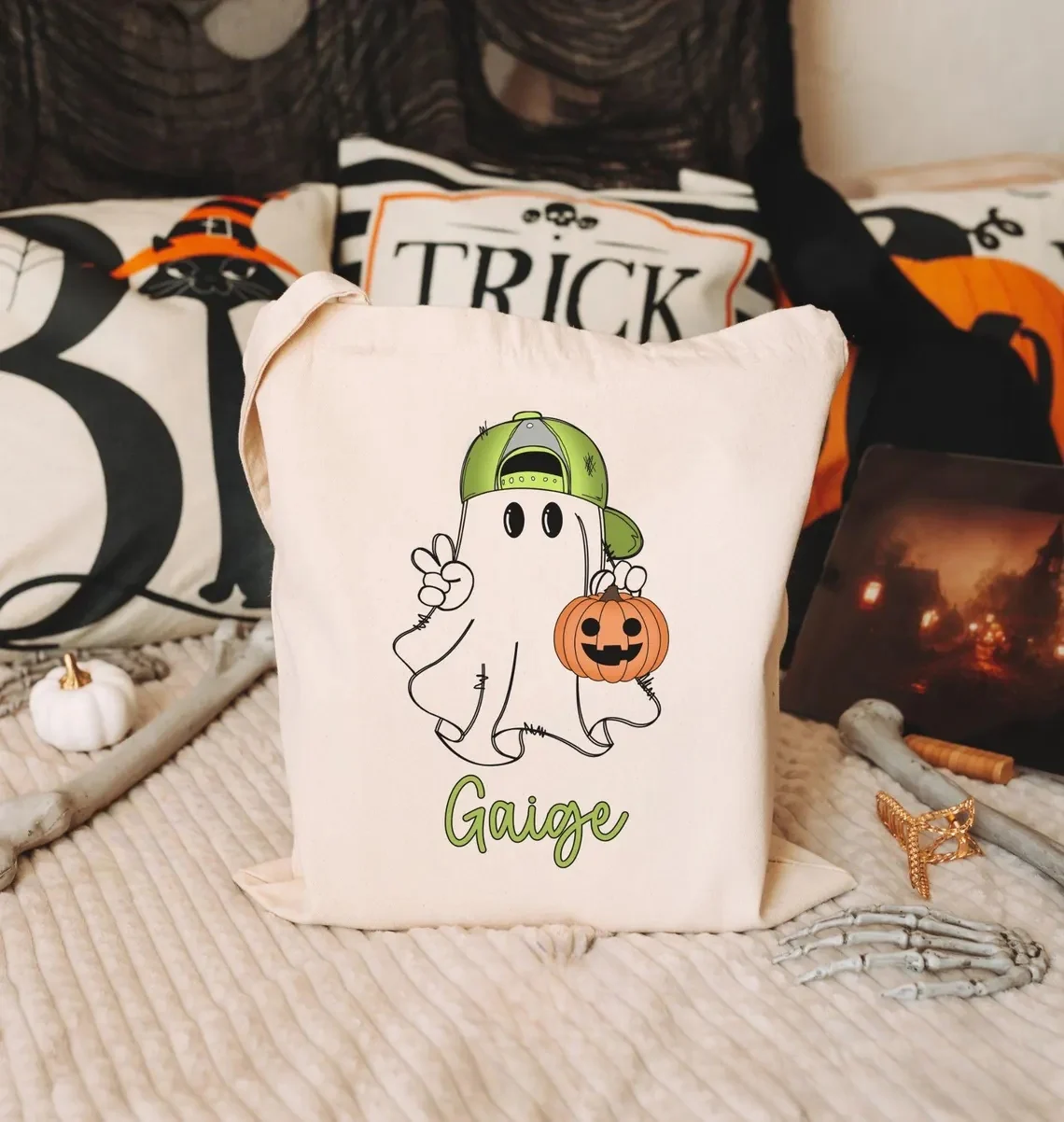 Custom Halloween Trick or Treat Bag – Personalized Kids Tote - Image 5