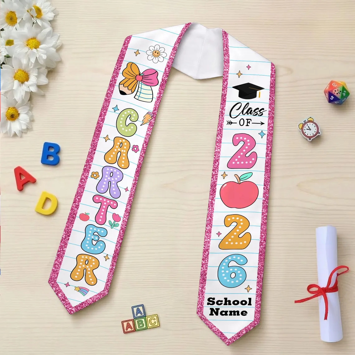 Custom Kids Graduation Stole – Personalized Kindergarten Sash - Image 5