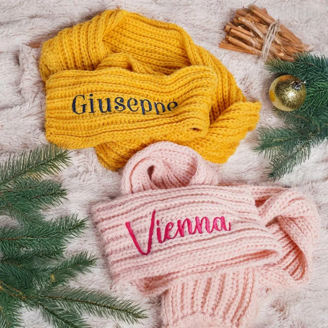 Custom Winter Scarf with Embroidered Name | Personalized Knit Scarf Gift - Image 2