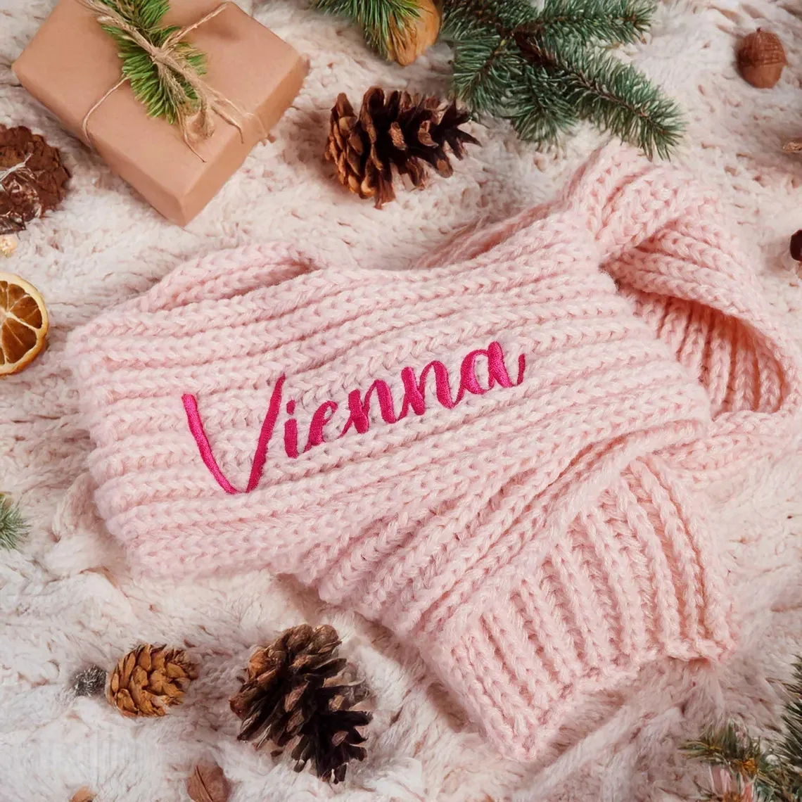 Custom Winter Scarf with Embroidered Name | Personalized Knit Scarf Gift - Image 3