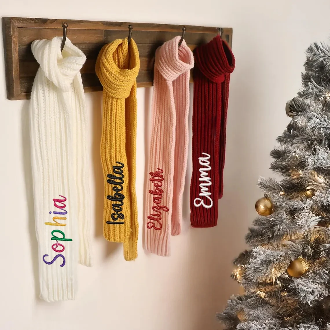 Custom Winter Scarf with Embroidered Name | Personalized Knit Scarf Gift - Image 6