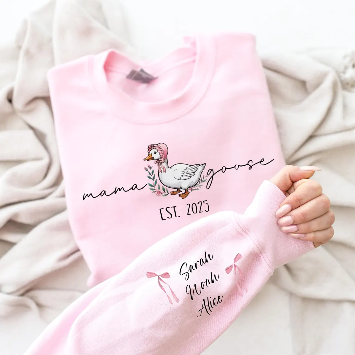 Custom Mama Goose Shirt | Funny Mom Tee | Cute Pregnancy Reveal - Image 10