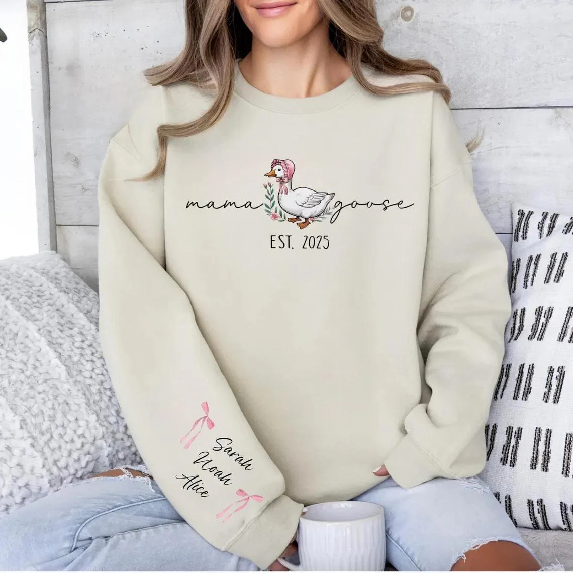 Custom Mama Goose Shirt | Funny Mom Tee | Cute Pregnancy Reveal - Image 6