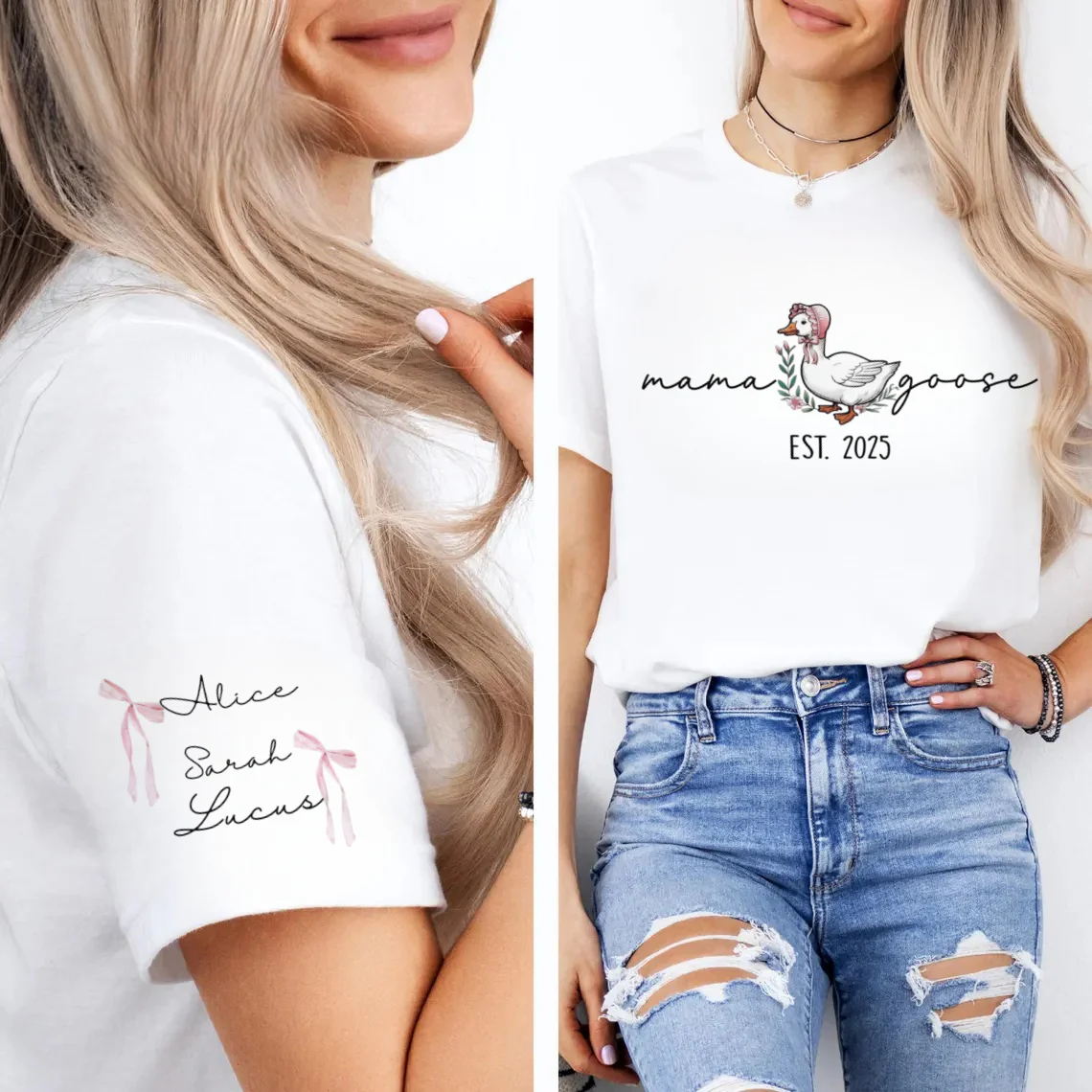 Custom Mama Goose Shirt | Funny Mom Tee | Cute Pregnancy Reveal - Image 7