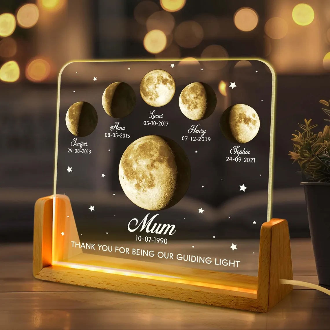 Custom Moon Phase LED Night Light | Personalized Gift for Mom - Image 3