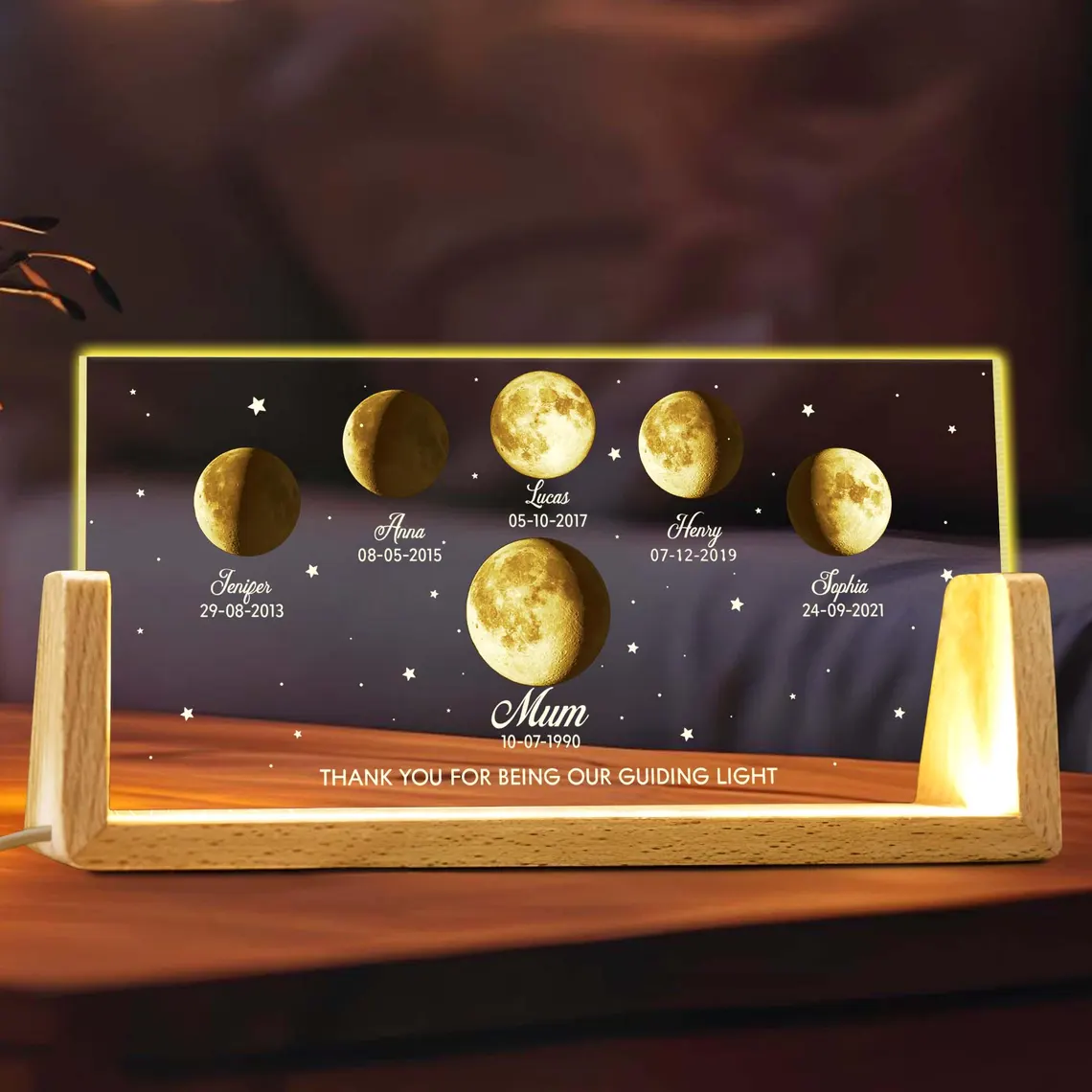 Custom Moon Phase LED Night Light | Personalized Gift for Mom - Image 6