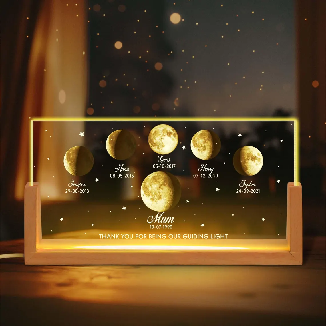 Custom Moon Phase LED Night Light | Personalized Gift for Mom - Image 8