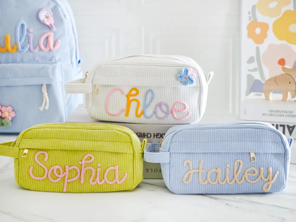 Custom Name Corduroy Pencil Case | Kids Back To School Gift - Image 2
