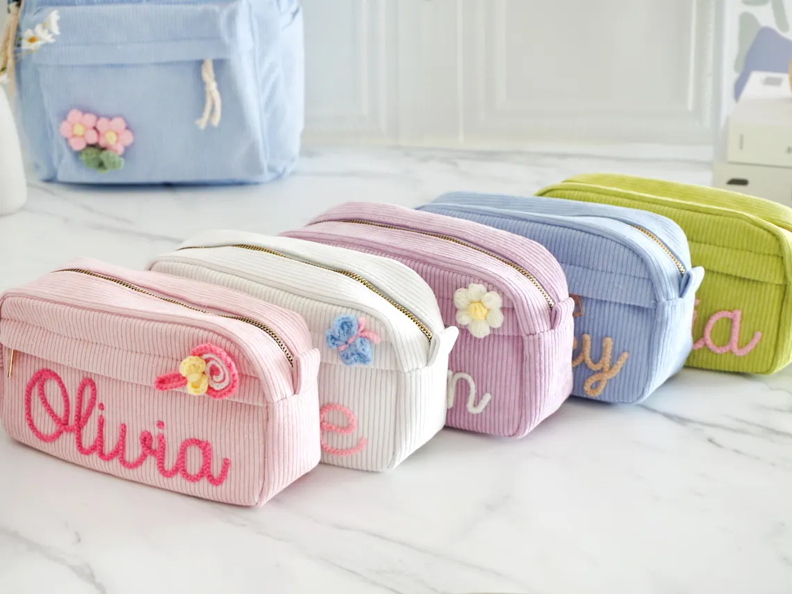 Custom Name Corduroy Pencil Case | Kids Back To School Gift - Image 3