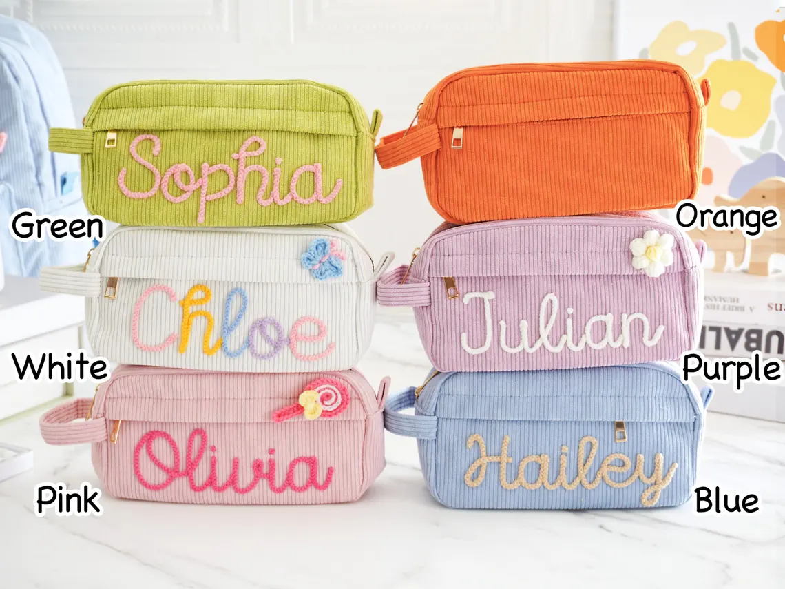 Custom Name Corduroy Pencil Case | Kids Back To School Gift - Image 4