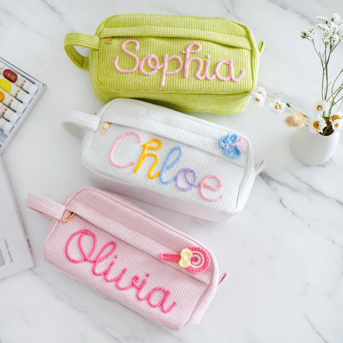 Custom Name Corduroy Pencil Case | Kids Back To School Gift - Image 6