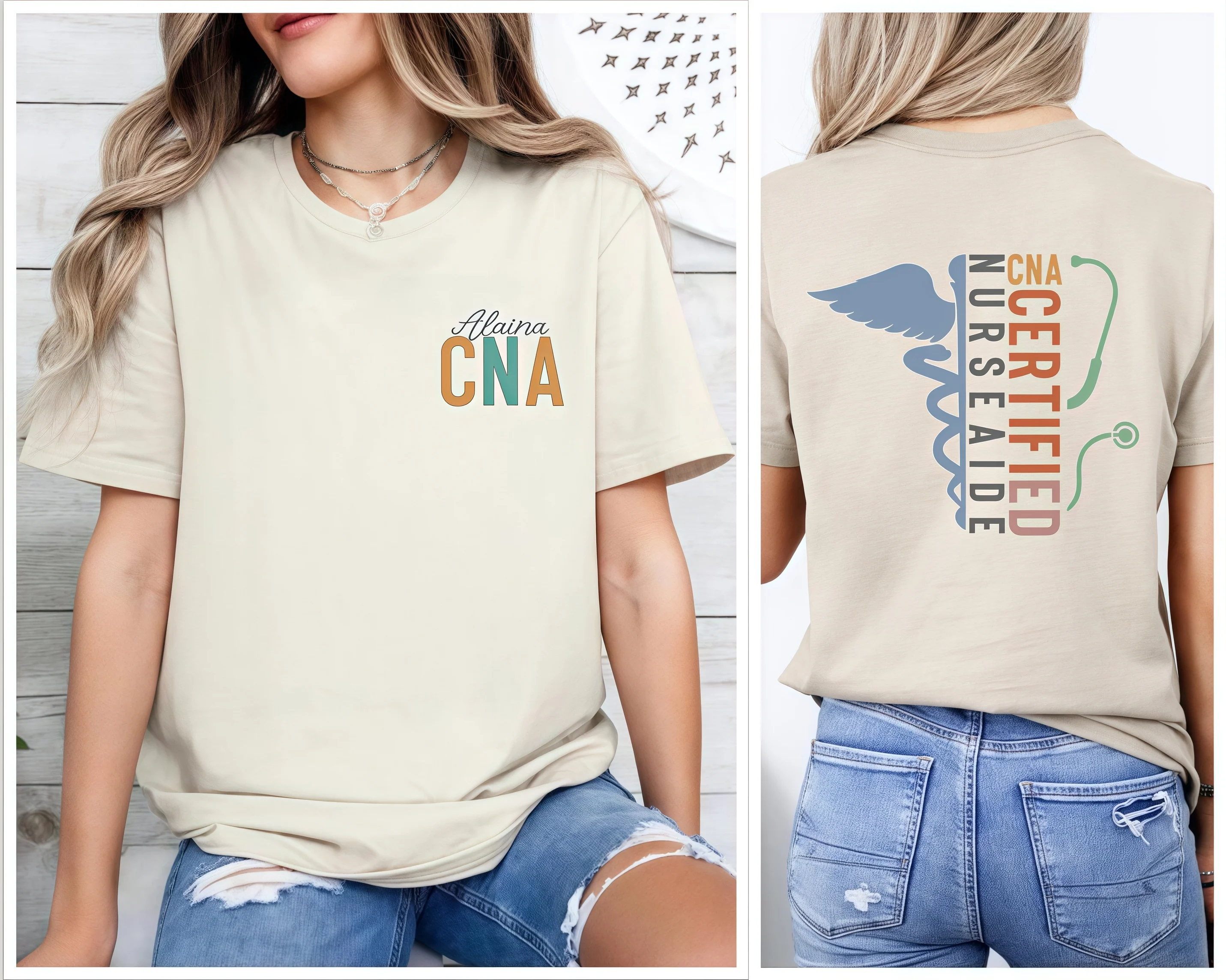 Custom Name Registered Nurse Shirt – Personalized RN CNA Gift Unisex Tee - Image 4