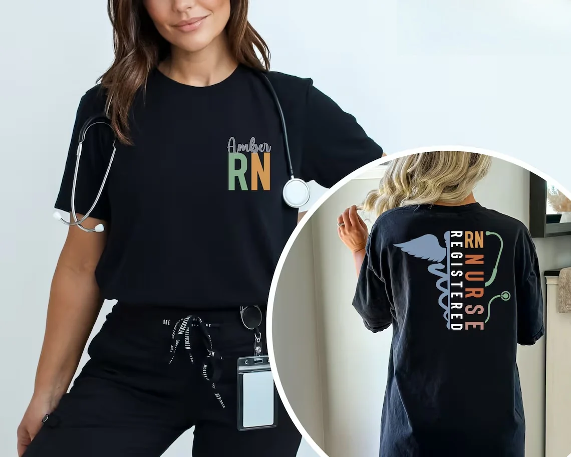 Custom Name Registered Nurse Shirt – Personalized RN CNA Gift Unisex Tee - Image 5