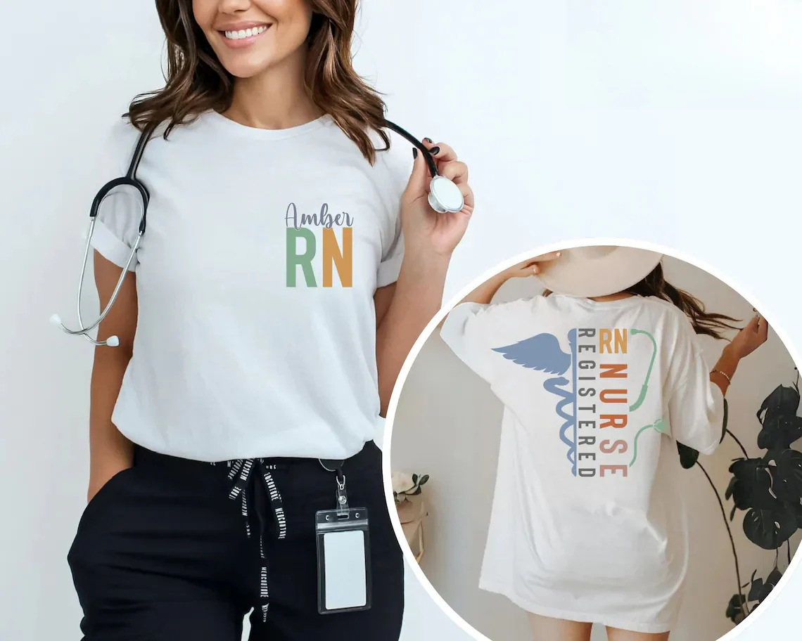 Custom Name Registered Nurse Shirt – Personalized RN CNA Gift Unisex Tee - Image 7