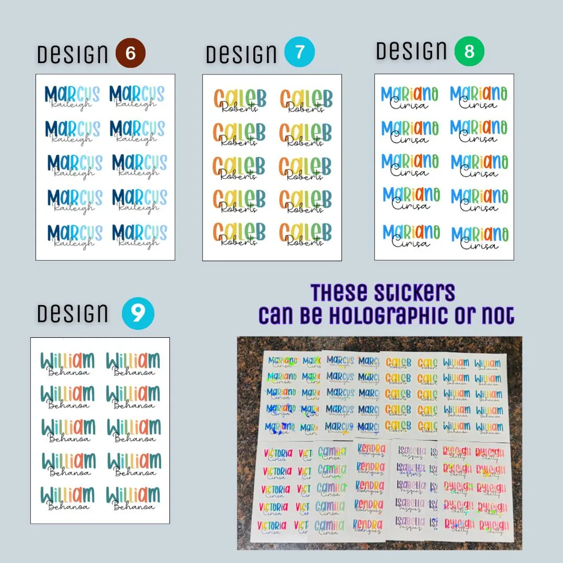 Custom Name Stickers – Waterproof Holographic School Labels 2 Sheets - Image 4