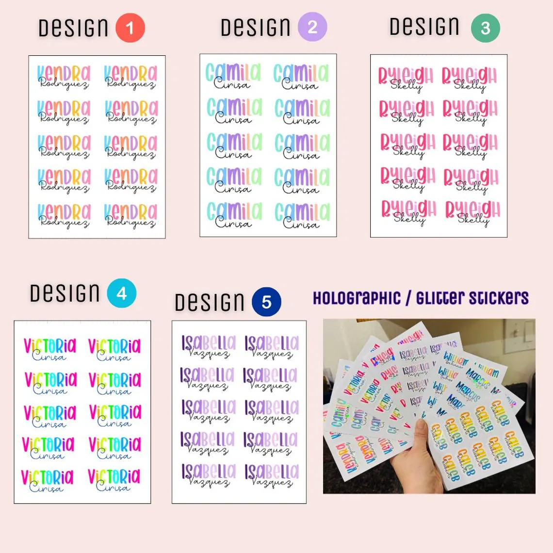 Custom Name Stickers – Waterproof Holographic School Labels 2 Sheets - Image 5
