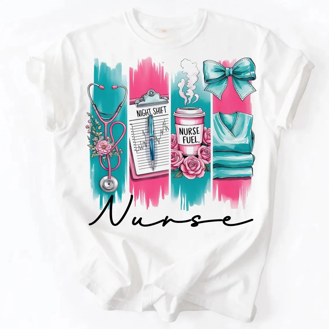 Custom Nurse Coquette Bow T-Shirt with Name – Cute & Comfy Gift - Image 6
