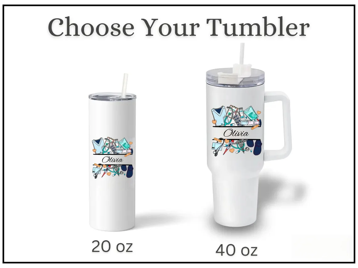Custom Nurse Tumbler - Personalized 40oz with Handle - Image 5