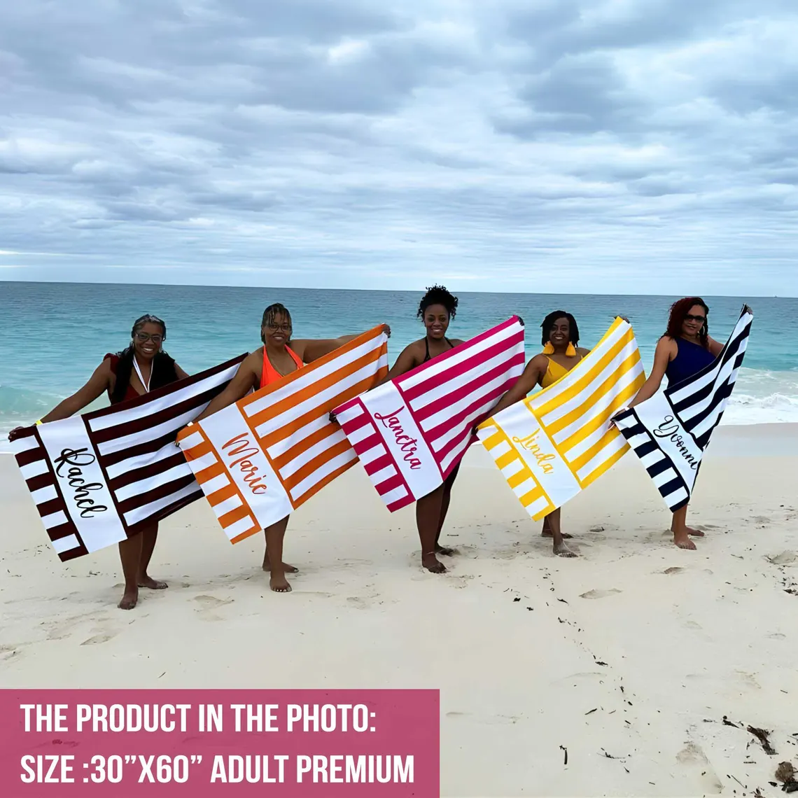 Custom  Striped Beach Towel – Personalized Name Gift - Image 3