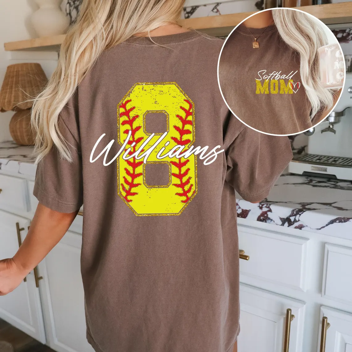 Custom Softball Mom Shirt – Name & Number – Comfort Colors Tee - Image 4