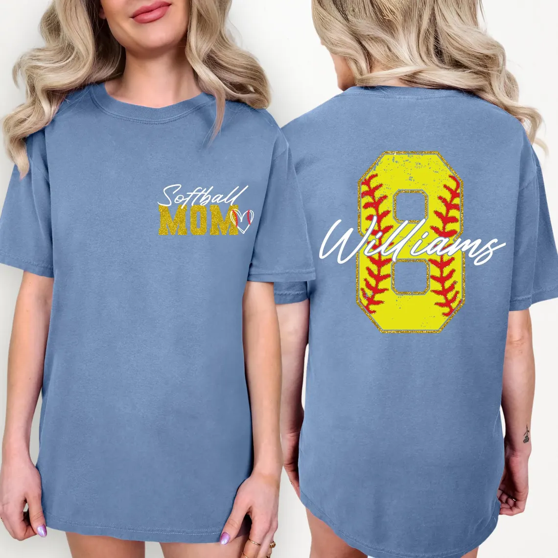 Custom Softball Mom Shirt – Name & Number – Comfort Colors Tee - Image 6