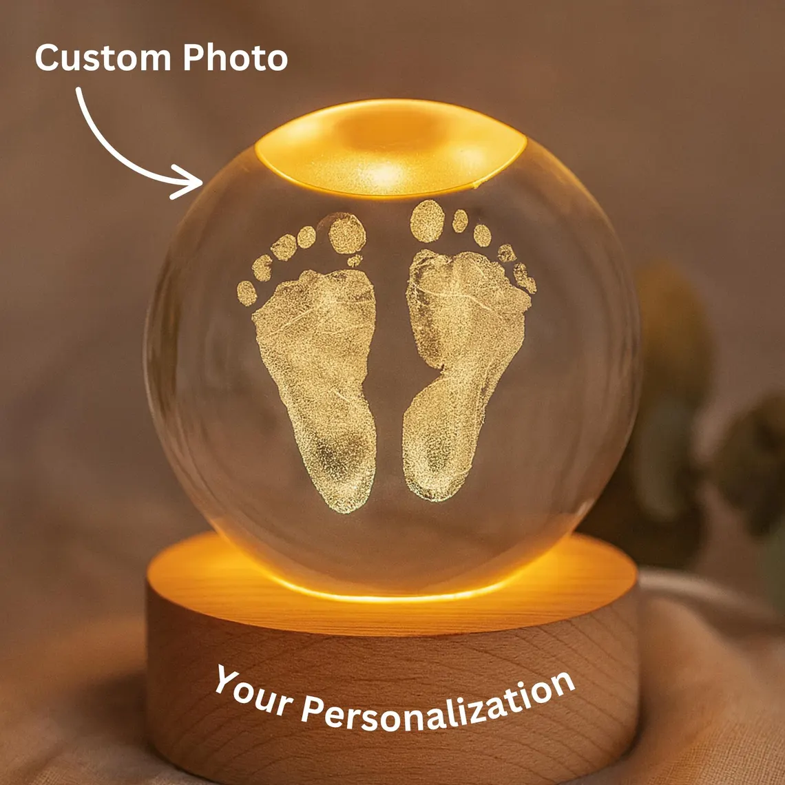 Custom Ultrasound Crystal Ball Lamp – Personalized Baby Keepsake - Image 3