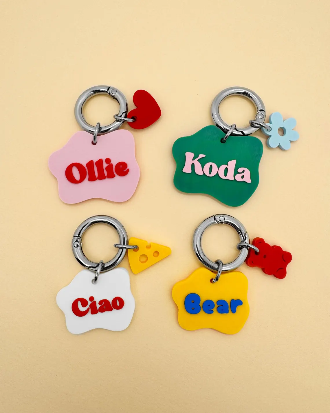 Custom Wavy Pet ID Tag with Name & Charm for Dogs & Cats - Image 2