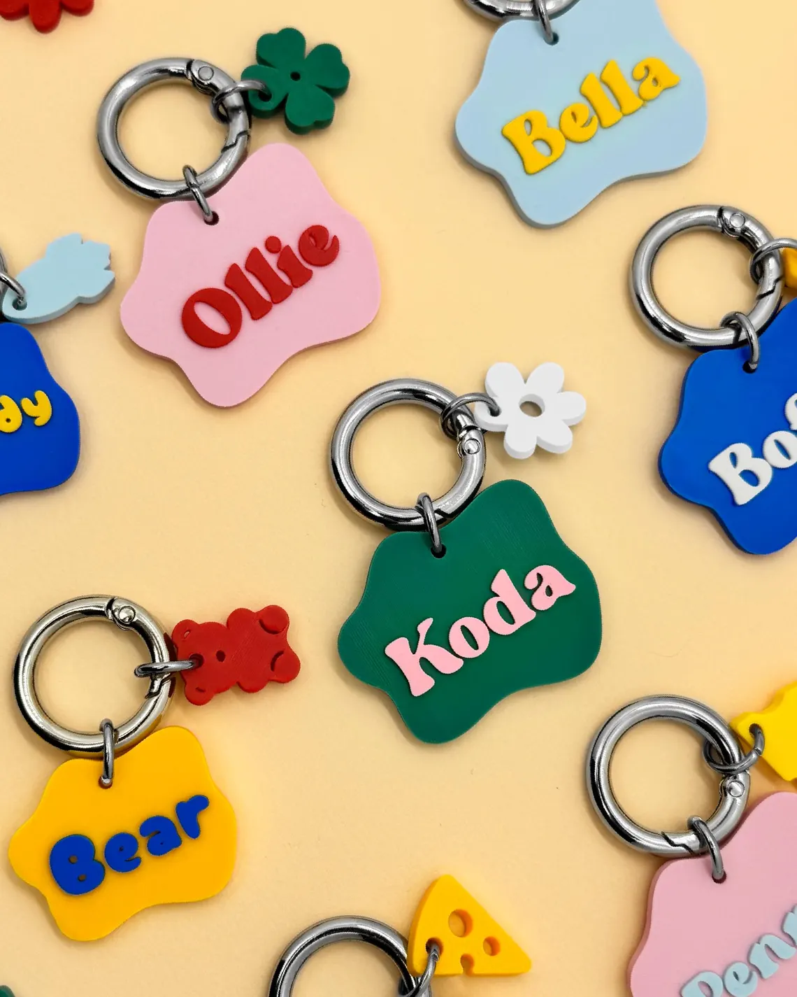 Custom Wavy Pet ID Tag with Name & Charm for Dogs & Cats - Image 3
