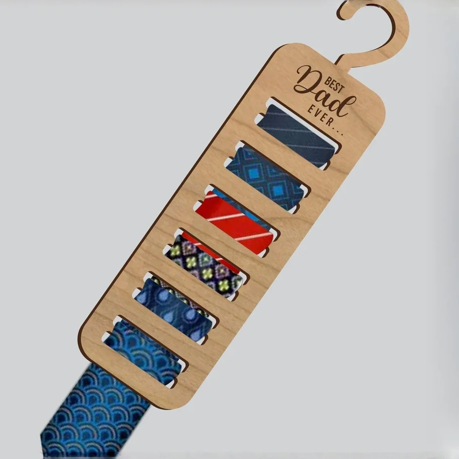 Custom Wood Tie Hanger – Personalized Closet Organizer Gift for Men - Image 4