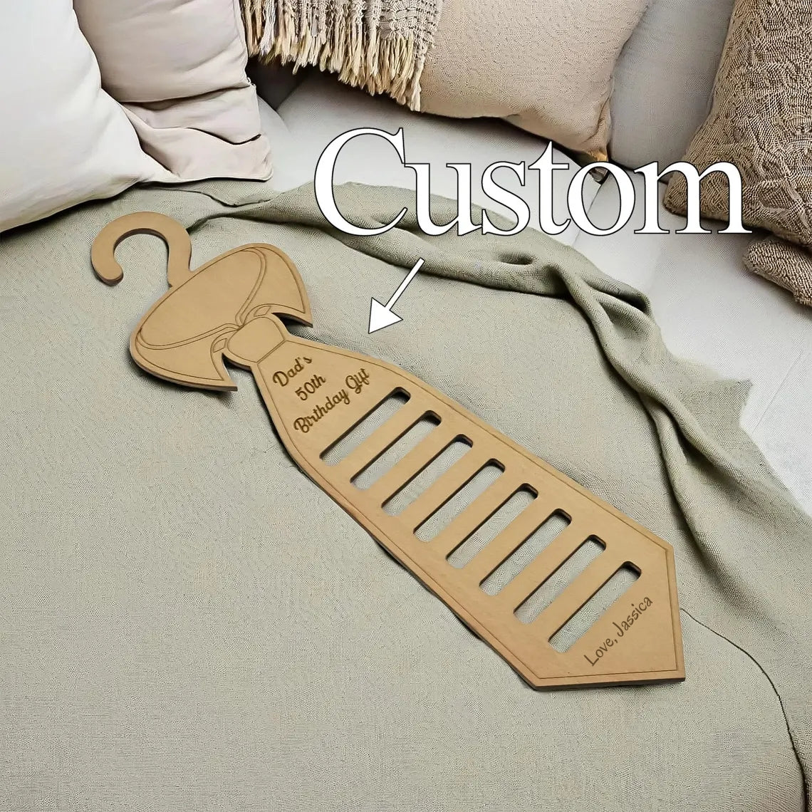 Custom Wood Tie Hanger – Personalized Closet Organizer Gift for Men - Image 6