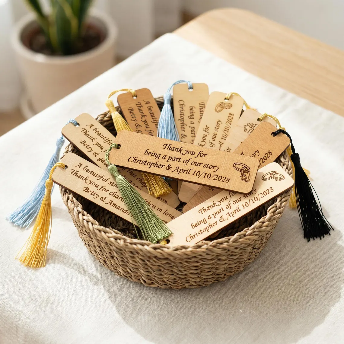Custom Wooden Bookmarks – Wedding & Event Personalized Guest Favors - Image 2