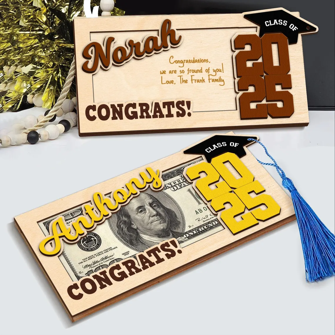 Custom Wooden Money Holder – Personalized Graduation Gift - Image 4