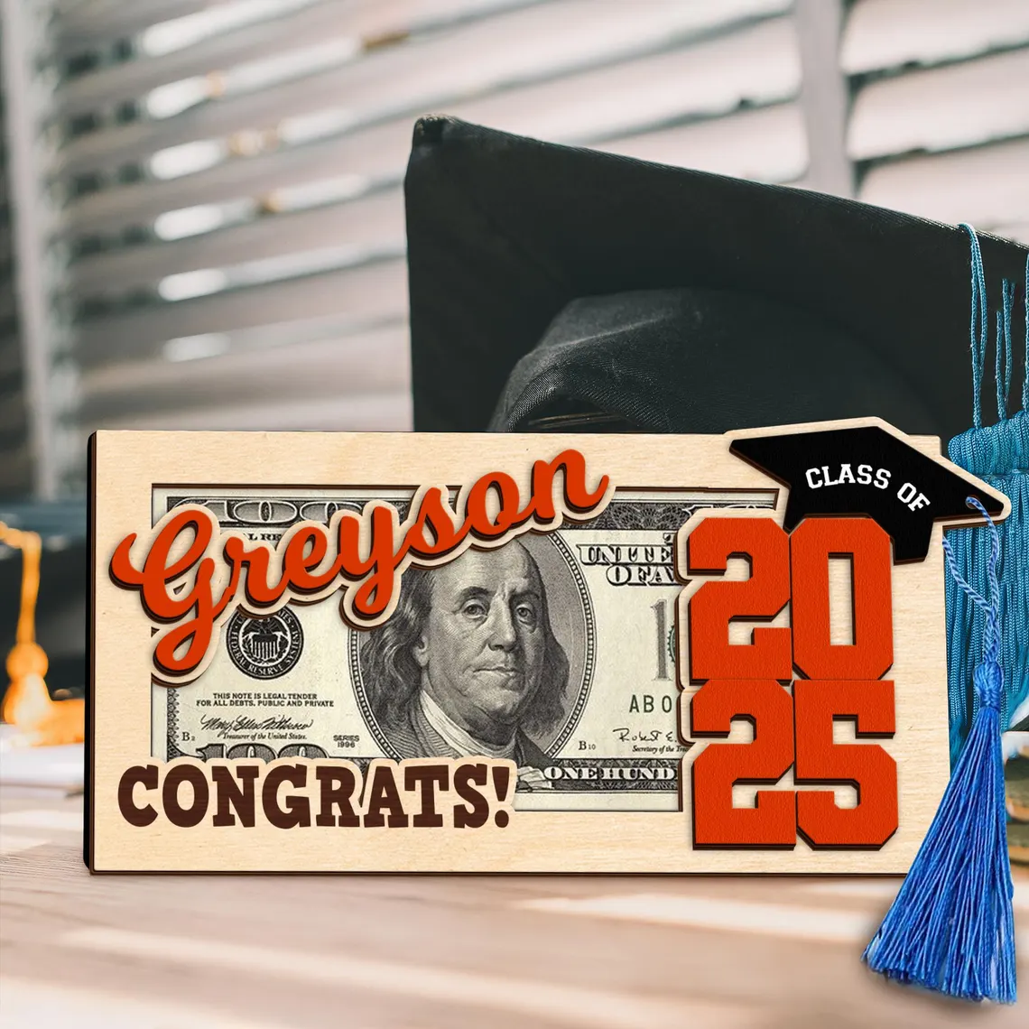 Custom Wooden Money Holder – Personalized Graduation Gift - Image 5
